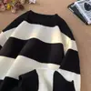 Suéter de Cuello Redondo con Rayas Anchas para Hombre Invierno Bloque de Color Rayas Suéter para Hombre Adolescente Estilo Perezoso Tejido Superior Casual