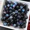 Cuentas de Resina Ojo de Gato con Purpurina Fina Cielo Estrellado de 8/10/12mm Cuentas Sueltas de Princesa Sirena Agujero Recto Cuentas Redondas para DIY Pulseras Collares de Teléfono