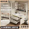 Juego de gabinete de baño de aluminio tipo panal, gabinete espejo inteligente multifuncional, lavabo cerámico integrado y gabinete lateral para el baño