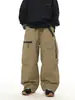 Calça comprida estilo japonês para meninos, nova coleção outono 2026, calça de perna reta com um bolso para meninos, calça cargo estilosa para bebês e crianças pequenas