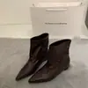¡Versión de piel de oveja! Botas altas de tacón de cuña vintage para personas menudas, botas altas que aumentan la altura, botas de caballero Maillard, botas western de punta