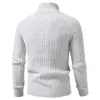 Novo suéter masculino de outono e inverno com gola alta e zíper, pulôver de tricô, peça de outer wear oversized, moderna e casual para jovens.