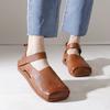 Sapatos Femininos Quadrados, de Solado Macio, em Couro Macio, Novos para Primavera e Verão Retrô, Sapatos Artesanais em Couro Genuíno Retrô, Confortáveis, Versáteis, Respiráveis e Casuais