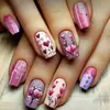 Parche para Uñas Día de San Valentín Rayas Rosadas de Corazón Parche de Uña Falsa de Moda Parche para Uñas Día de San Valentín