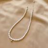 Collar de perlas naturales barrocas pequeñas de oro con pulsera de novia sencilla y moderna para mujer
