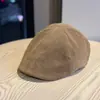 Boina Versátil Japonesa de Cabeza Grande, Sombrero de Pintor Reversible Adelgazante, Gorra Hacia Adelante Retro de Ante para Otoño e Invierno para Mujeres
