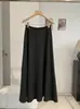 KEKEZOON Nueva Colección de Otoño: Falda midi lisa de color sólido, línea A, cintura elástica, textura minimalista 9111
