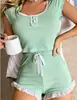 Comercio Exterior Transfronterizo Puro Deseo Femenino Encaje Ropa de Casa Top Corto de Manga Corta Conjunto de Pantalones Cortos Pijama Delgado Transpirable