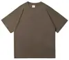 Camiseta de Algodão Jiangfu Xinjiang 300g Pesada Cor Sólida Verde Menta Fresca Gola Redonda Manga Curta Feminina Solta Camiseta Básica Masculina