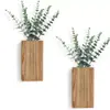 Maceta de Pared Decoración de Madera Madera Maciza Florero para Plantas Verdes Madera de Paulownia Color Quemado Pesado Estilo Rústico Sala de Estar Florero para Flores Secas