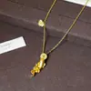 Colar com Pingente de Moeda Peixe Koi Banhado a Ouro 24K com Zircônia, Nova Corrente de Suéter Estilo Chinês, Acessório de Luxo Leve de Alta Qualidade