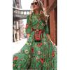 Vestido de Primavera Nuevo Transfronterizo para Mujer del Sudeste Asiático con Estampado de Campana Moda Larga Ajustada Amazon