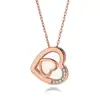 Grande Promoção Xinwancheng Colar Coração Ouro Rosa Madrepérola Feminino Popular Pingente Melhor Amiga Corrente de Clavícula em Formato de Coração de Prata Esterlina 925