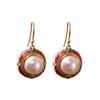 Aretes Étnicos de Plata con Perlas de Agua Dulce y Esmalte Plata S925 Azul Quemado Aretes para Mujer