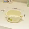 Linda Cesta Escurridora de Doble Capa de Dibujos Animados para Cocina del Hogar, Recipiente para Lavar Verduras, Bandeja para Frutas, Caja de Almacenamiento, Cesta de Frutas con Lindo Diseño de Gato