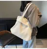 Bolsa de Lona Simple para Mujer Nueva de Gran Capacidad para Hombro y Axila Bolsas Tote Versátiles Casuales para el Día a Día