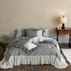 Estilo Retro Hilo de Doble Capa Estéreo Bordado Cama Sábanas Funda de Edredón Algodón Puro Encaje Cama Sábanas Funda de Edredón Ropa de Cama