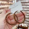 Brincos Geométricos com Estampa de Leopardo, Fashionáveis e Personalizados, Estilo Coreano para Mulheres, Brincos de Celebridade da Internet de Alto Padrão e Atmosféricos, Versáteis com Pino de Prata