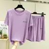 Pijama de mascarilla facial acanalada de seda helada para mujer en verano, conjunto de 2 piezas de pantalones cortos de manga corta, conjunto fino de ropa de casa y loungewear, se puede usar en el exterior
