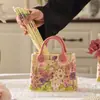 Juego de Vajilla de Cerámica con Forma de Flor, Juego de Platos, Plato de Mesa para el Hogar, Palillos, Cuchara, Plato Hondo, Juego de Vajilla de Cerámica Esmaltada