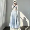 Saia bolo suave e elegante para mulheres, saia longa versátil de guarda-chuva com cintura alta para emagrecer, outono