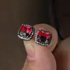 Conjunto Popular de Mini Quadrados para Grupo Venda Quente Transfronteiriça com Diamantes Brincos de Turmalina Degradê Tapa-Orelhas Multicor Gelatina Ins Nicho