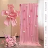 Decoración de Habitación de Boda Bata Rosa Tul Área de Fotos Pared de Fondo Señal Doble Felicidad Tablero Kt Corbata de Moño Atmósfera Novia