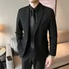 Traje de Hombre Estilo Coreano Novio Vestido de Boda Vestido Ajustado Traje de Best Man Grupo Abrigo Casual Abrigo Profesional