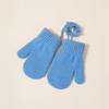 Bolsa Cálida para Niños Estilo Coreano Guantes con Cordón para Dedos Otoño e Invierno Cálido a Prueba de Frío Incluso para Dedos Color Sólido Color Caramelo Simple Transfronterizo