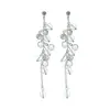 Pendientes Largos de Borla con Perla y Circonita de Aguja de Plata S925, Lujo Ligero, Moda de Nicho, Temperamento Dulce de Alta Gama para Mujer