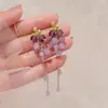 Presilhas de Orelha Roxas em Formato de Cacho de Uva com Franjas Longas, Estilo Vinha Florestal Super Fada, Brincos de Nicho de Alta Qualidade para Meninas