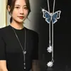 Suéter collar de diseño simple para mujer, collar largo de alto sentido, cadena doble de suéter de temperamento nicho, joyería al por mayor