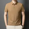 Camisa Polo de Seda de Hielo Sin Costuras de Alta Gama Talla Grande para Hombre Multicolor Tendencia Verano 2025 Marca Polo con Cuello Camisero Manga Corta de Negocios para Hombre