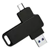 Pen drive USB para celular de uso duplo, pen drive USB de metal com logotipo personalizado 128GB 256GB 512GB tipo-c de alta velocidade, grande capacidade
