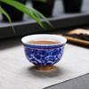 Alta qualidade pintada de ouro esmalte xícara de chá underglaze cor azul e verde cerâmica pequena xícara de chá kung fu chá conjunto xícara de chá