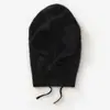 Chapéu Cachecol de Caxemira Royal Fleece Outono e Inverno com Cordão Integrado, Branco, Quente, Resistente ao Frio, Tricotado, Casual, Versátil