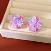 Pendientes de Clip con Flor de Resina de Colores y Perlas para Mujeres Sin Agujeros en las Orejas, Pendientes Frescos y Dulces con un Toque de Lujo Ligero y Acabado de Alta Gama, Venta al por Mayor