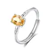 Conjunto Francês Simples de Prata S925 Citrino Natural Peridoto Ametista Granate Topázio Anel de Bambu