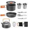 Set de Cocina para Camping al Aire Libre Ds-308 Olla Tetera Vajilla Set de Vasos de Acero Inoxidable Combinación Set Portátil de Utensilios para Picnic