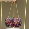 Bolso de mano vintage de alta gama nuevo con asa de cadena, bolso de mano para mujer, bolso de noche de lujo con adornos de diamantes para damas