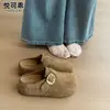 Mules sin cordones de piel genuina para mujer, nuevo estilo otoño 2026, suela gruesa, que aumentan la altura, zapatos planos estilo Birkenstock