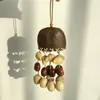 Sinos de Vento de Casca de Fruta, Sino de Mão, Dezenas de Estilos, Cura Sonora, Acessórios de Bolsa Tecidos à Mão com Tema Florestal