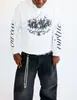 Estilo Gótico Urbano Americano Estilo Retro Vintage Estampado en Inglés Moda Versátil Holgada Personalizada Camiseta de Manga Larga