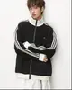 Chamarra estilo americano de calle con bloques de color de tres rayas y cuello alto, unisex, colección de otoño, chamarra abierta informal deportiva de moda, corte holgado, adecuada para parejas