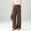 Pantalones Anchos de Cintura Alta Relajados para Mujer, Verano 2026, Tencel Delgado, Caída Fluida, Pierna Recta Casual Adelgazantes, Pantalones Largos