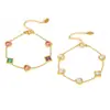 Pulsera Cuadrada de Zirconio Amor Nuevo Transfronterizo Lujo Ligero Elegante Acero Titanio Chapado PVD Oro Verdadero 18K Pulsera Nicho