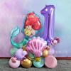 Traje de globo digital púrpura de concha de sirena transfronterizo Modelado temático de guía de camino de columna digital Bola de decoración de cumpleaños
