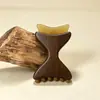 Pente Massageador Multifuncional de Duas Cabeças com Chifre de Cabra para Lifting Facial, Raspador Gua Sha, Ferramenta de Massagem de Meridianos Portátil