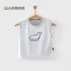 Camiseta fina y suave de Clase A sin mangas y transpirable para niños y niñas, camiseta de verano para bebé con estampado de dibujos animados, abertura en el hombro, para recién nacidos