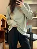 Camiseta de Manga Larga de Algodón Puro Pesado Estilo Coreano Top Otoño Dobladillo Plano Holgada Casual Cuello Redondo Capa Base Ropa Interior Hombres Mujeres ins